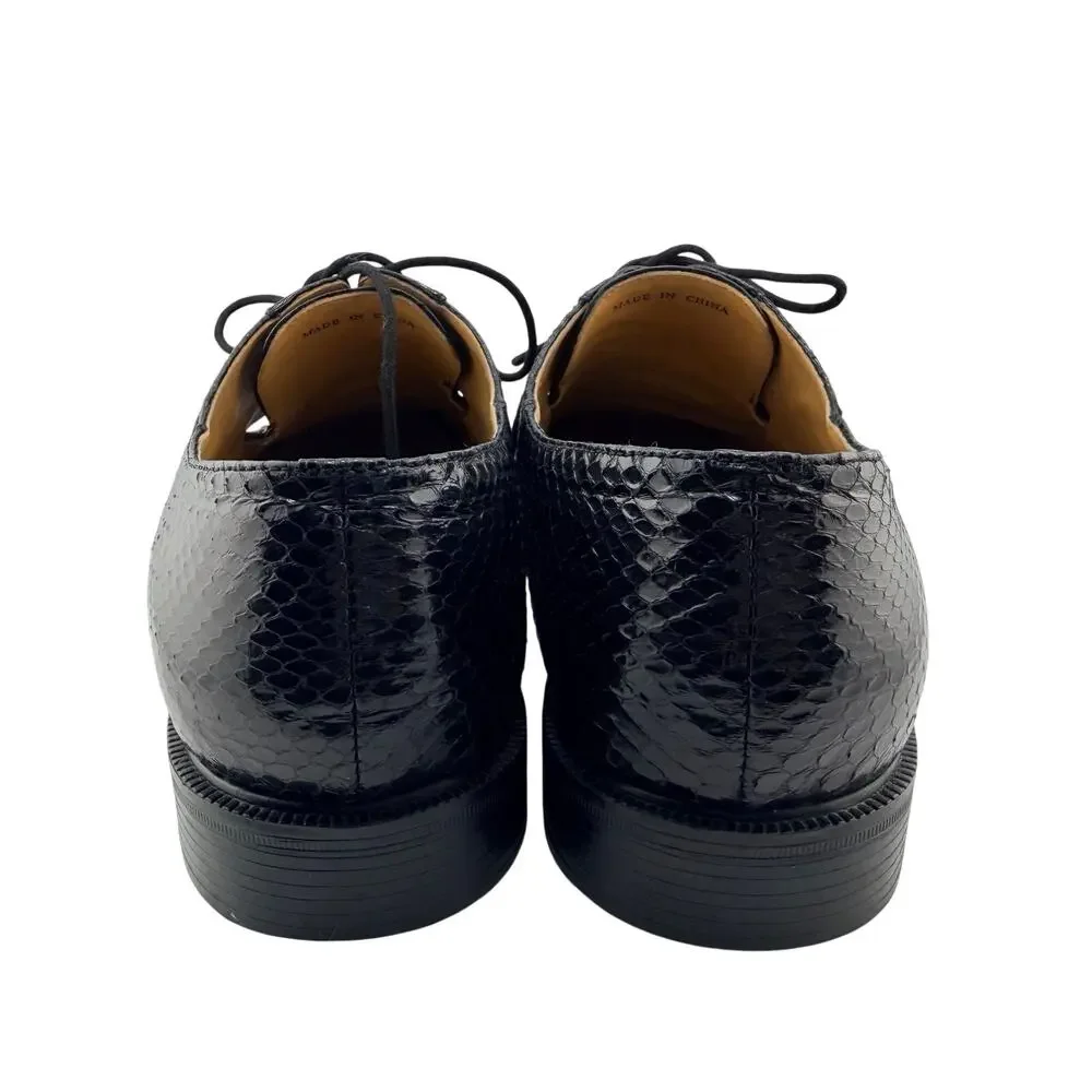 Giorgio Brutini Slaton Oxfords Genuine Snake Skin Size 10.5 Black Dress Shoes